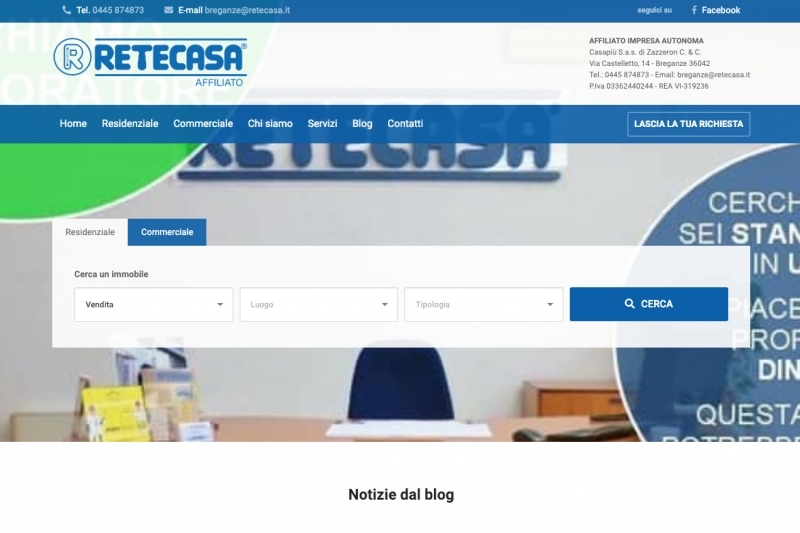 Nuovo sito dell'agenzia RETECASA Breganze
